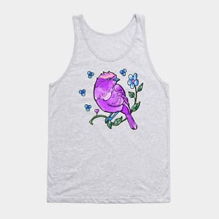 cute purple bird and blue flowers Tank Top